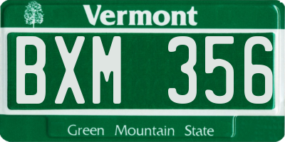 VT license plate BXM356
