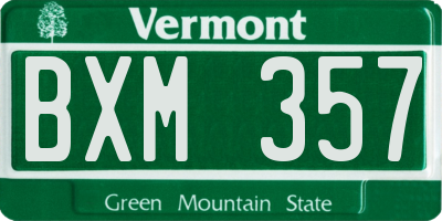 VT license plate BXM357