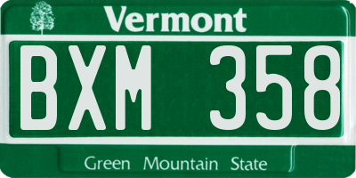 VT license plate BXM358