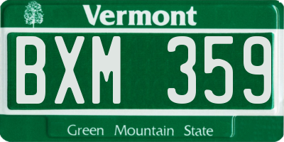 VT license plate BXM359