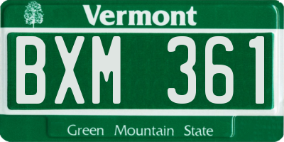 VT license plate BXM361