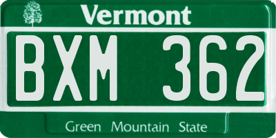 VT license plate BXM362