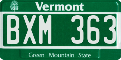 VT license plate BXM363