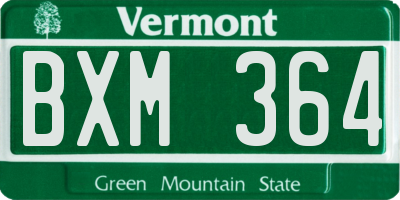 VT license plate BXM364