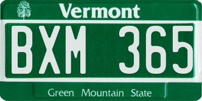 VT license plate BXM365