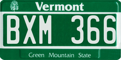 VT license plate BXM366