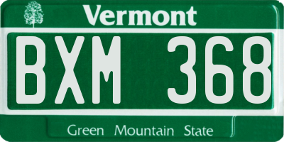 VT license plate BXM368