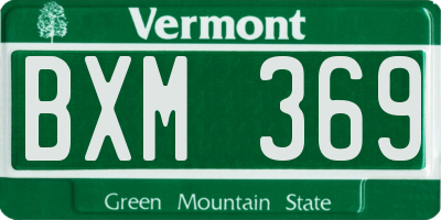 VT license plate BXM369