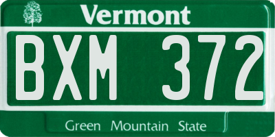 VT license plate BXM372