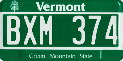 VT license plate BXM374