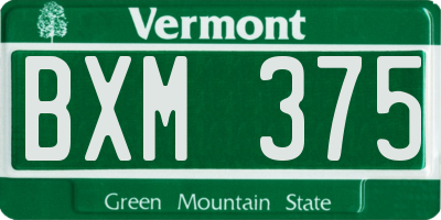 VT license plate BXM375