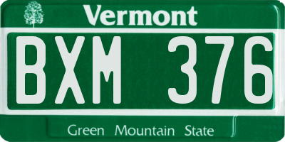 VT license plate BXM376