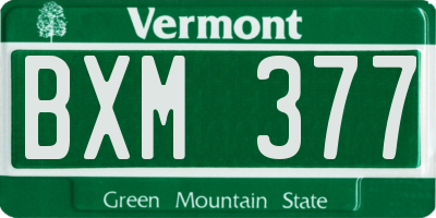 VT license plate BXM377