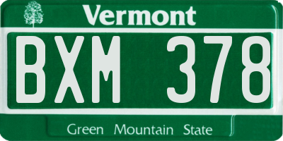 VT license plate BXM378