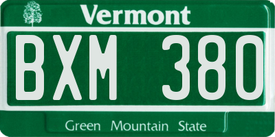 VT license plate BXM380