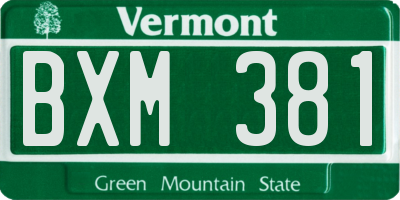 VT license plate BXM381