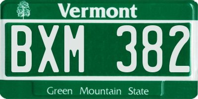 VT license plate BXM382
