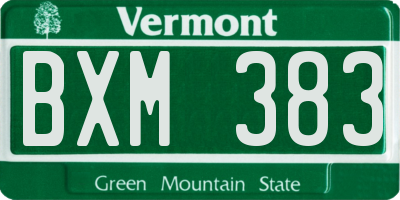 VT license plate BXM383