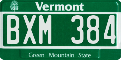 VT license plate BXM384