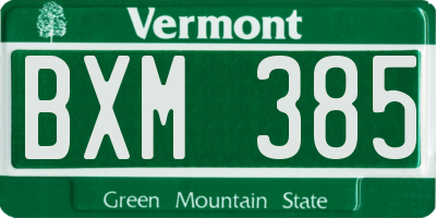 VT license plate BXM385