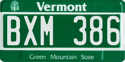 VT license plate BXM386
