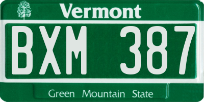 VT license plate BXM387