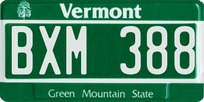 VT license plate BXM388