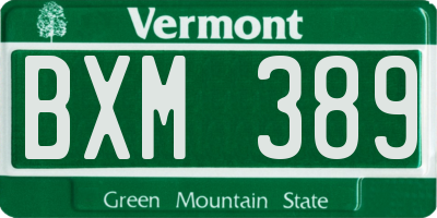 VT license plate BXM389