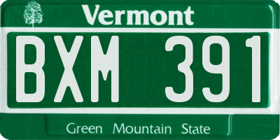VT license plate BXM391