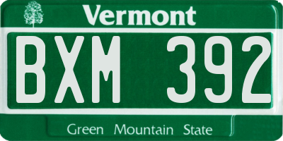 VT license plate BXM392