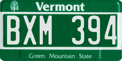VT license plate BXM394