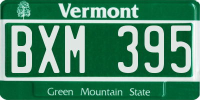 VT license plate BXM395