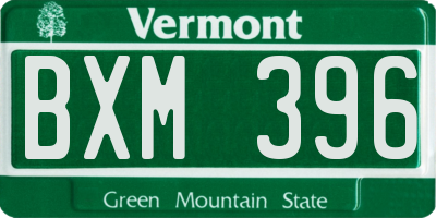 VT license plate BXM396