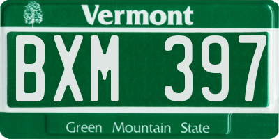 VT license plate BXM397