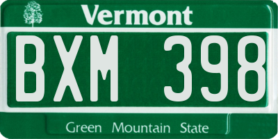VT license plate BXM398