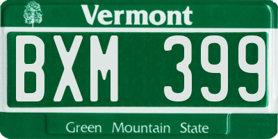 VT license plate BXM399