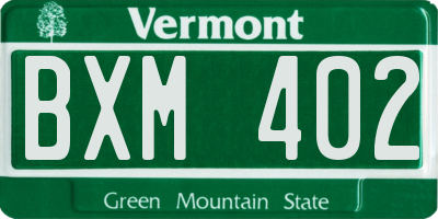 VT license plate BXM402