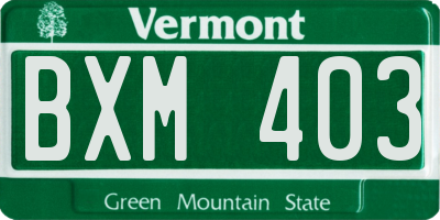 VT license plate BXM403