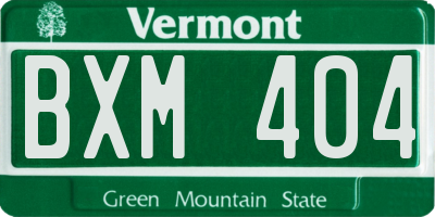VT license plate BXM404