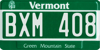VT license plate BXM408