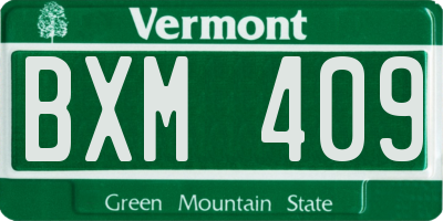 VT license plate BXM409