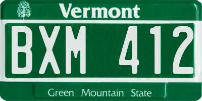 VT license plate BXM412