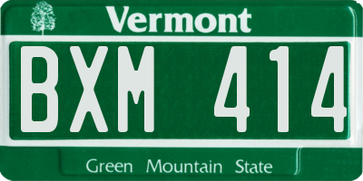 VT license plate BXM414