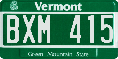 VT license plate BXM415