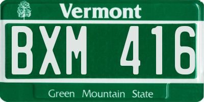 VT license plate BXM416