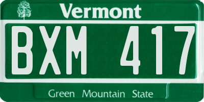VT license plate BXM417