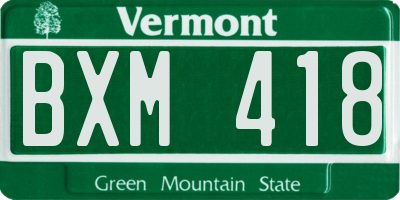 VT license plate BXM418