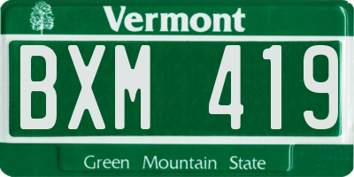 VT license plate BXM419