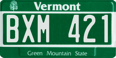 VT license plate BXM421