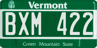VT license plate BXM422